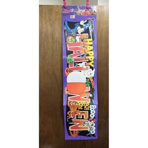 Vintage Eureka 4ft Disney Halloween Banner w/ Honeycomb Pumpkin MickeyMouse